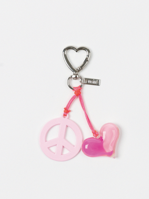 HEART PEACE FREEDOM KEYRING (BABY PINK)