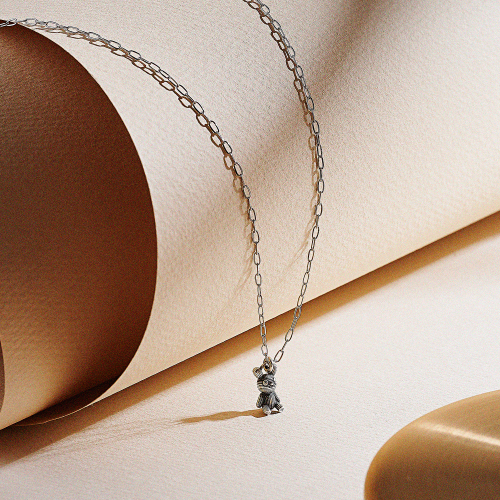 Rita Rabbit Silver Pendant Chain Necklace (C2503-AN910_SV)