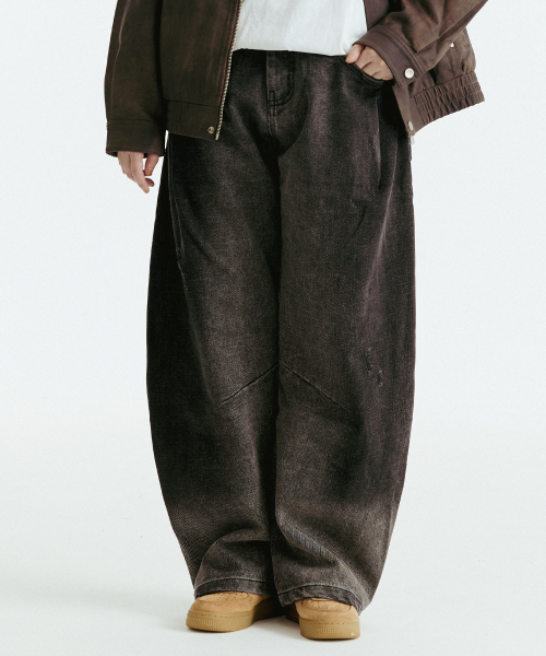 Back seam denim pants (black)