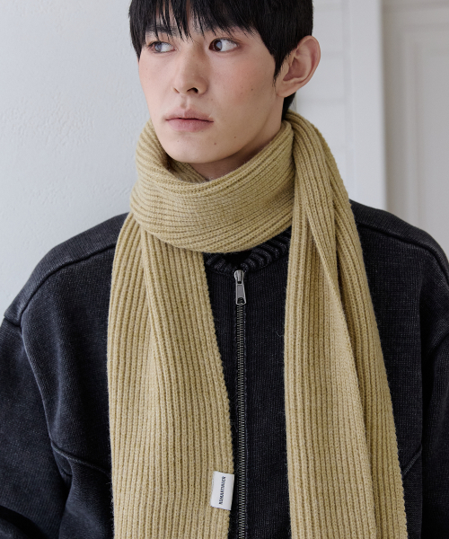 Basic Rib Knit Scarf (Mustard)