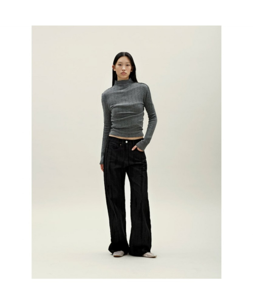 Jacquard Wide Pants Black