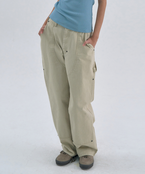 Washed Carpenter Pants Beige