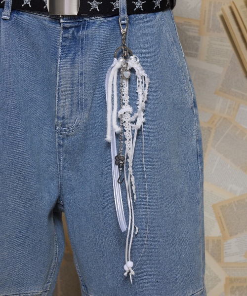 Heart Pearl Keyring / White