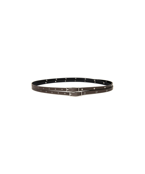 2-Strap Thin Belt Crack Gray