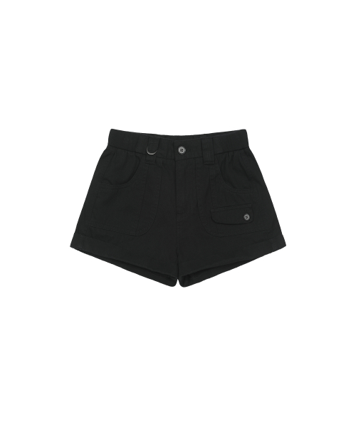 Vintage Roll-Up Cotton Shorts - BLACK