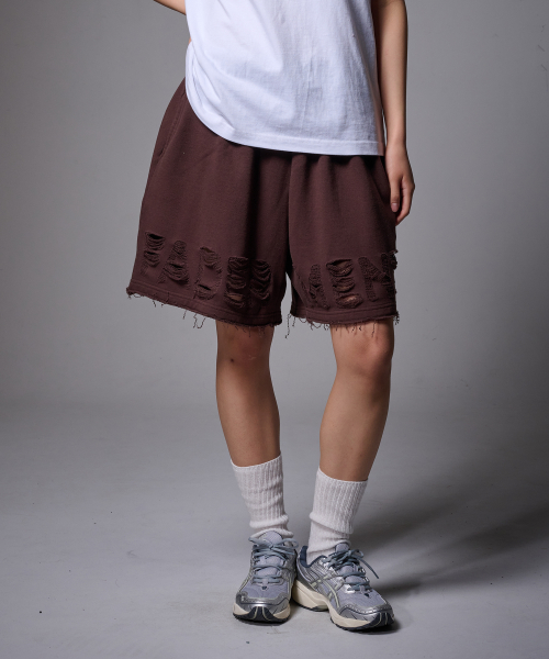 Scratch Fader Logo Damage Shorts (Brown)