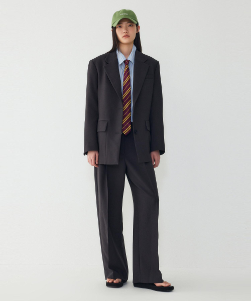 Setup One Tuck Slacks_Charcoal 9106131502