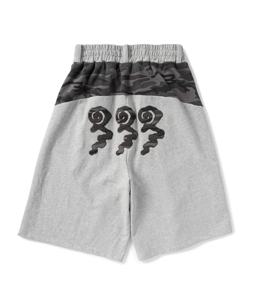 Drop Patch Wide Bermuda Shorts - Gray