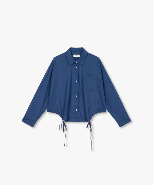 Side String Solid Shirt_Blue_9106221233