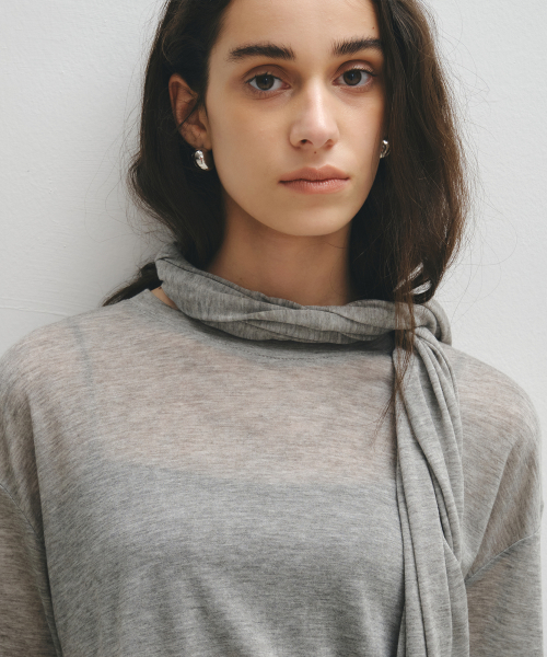 Summer Wool Jersey Scarf (Melange Gray)