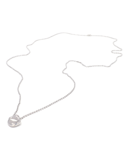Mini Ball Chain Drop Pendant Long Necklace (PLT-NL-090_SV)