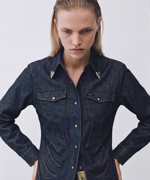 Western Patched Shirt (Indigo)