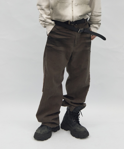 Face-Weighted Cotton Pants Brown