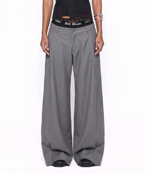 712 Spina Rivet Wide Slacks - Gray