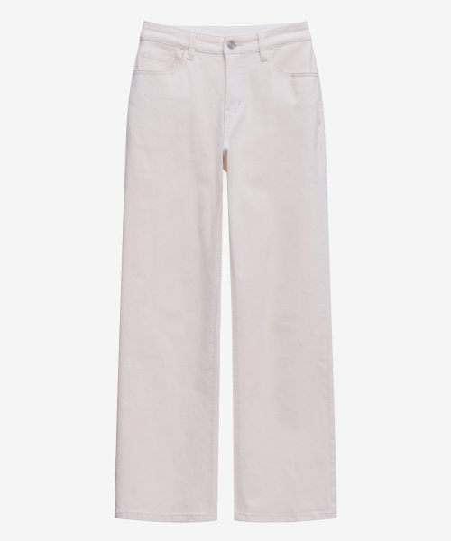 [W][Warm] Ivory Wide Ecru Brushed Denim Pants