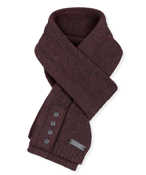 XTA119 Metal Button FLUFFY Short Mufflers (BURGUNDY)