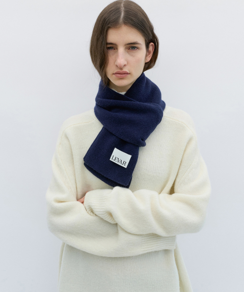 Snug Wool Knit Muffler - Midnight Navy