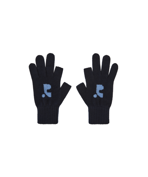 2 FINGERLESS KNIT GLOVES - DARK NAVY