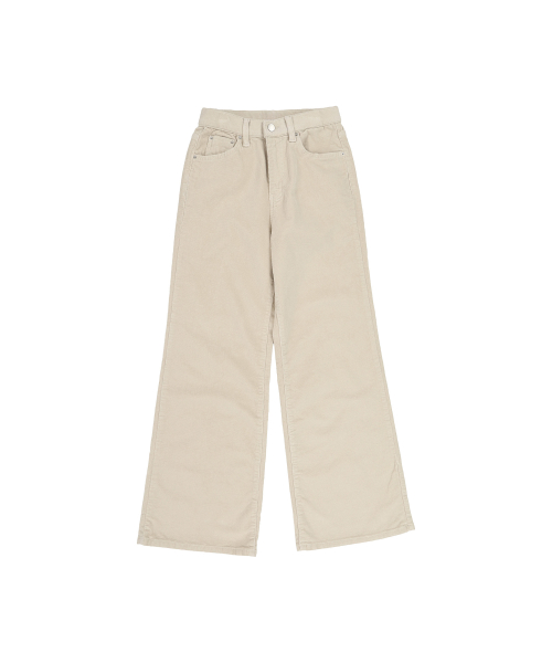 Fall/Winter Women's Semi-Wide Bootcut Corduroy Pants With Inner Elastic Waistband DQFLSL69