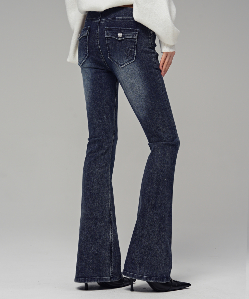 Shadow Line Bootcut Pants, Indigo Blue