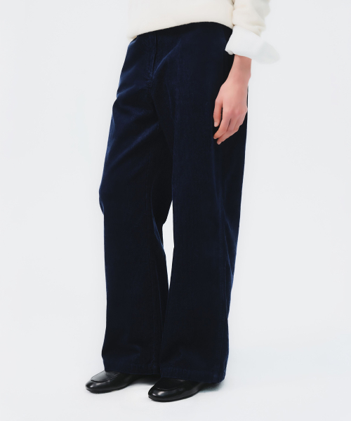 Corduroy Wide Fit Pants - Blue