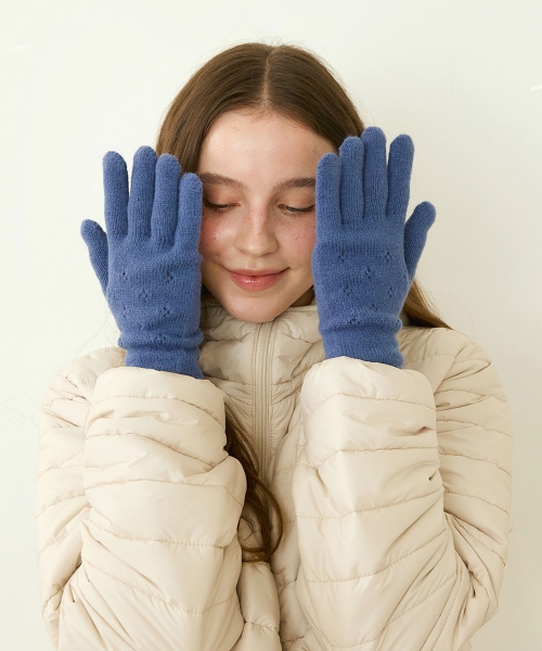 SOMSATANG Cotton Candy Knit Eyelet Gloves_5colors