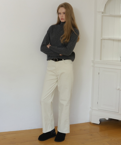 Corduroy Straight Fit Pants - Ivory