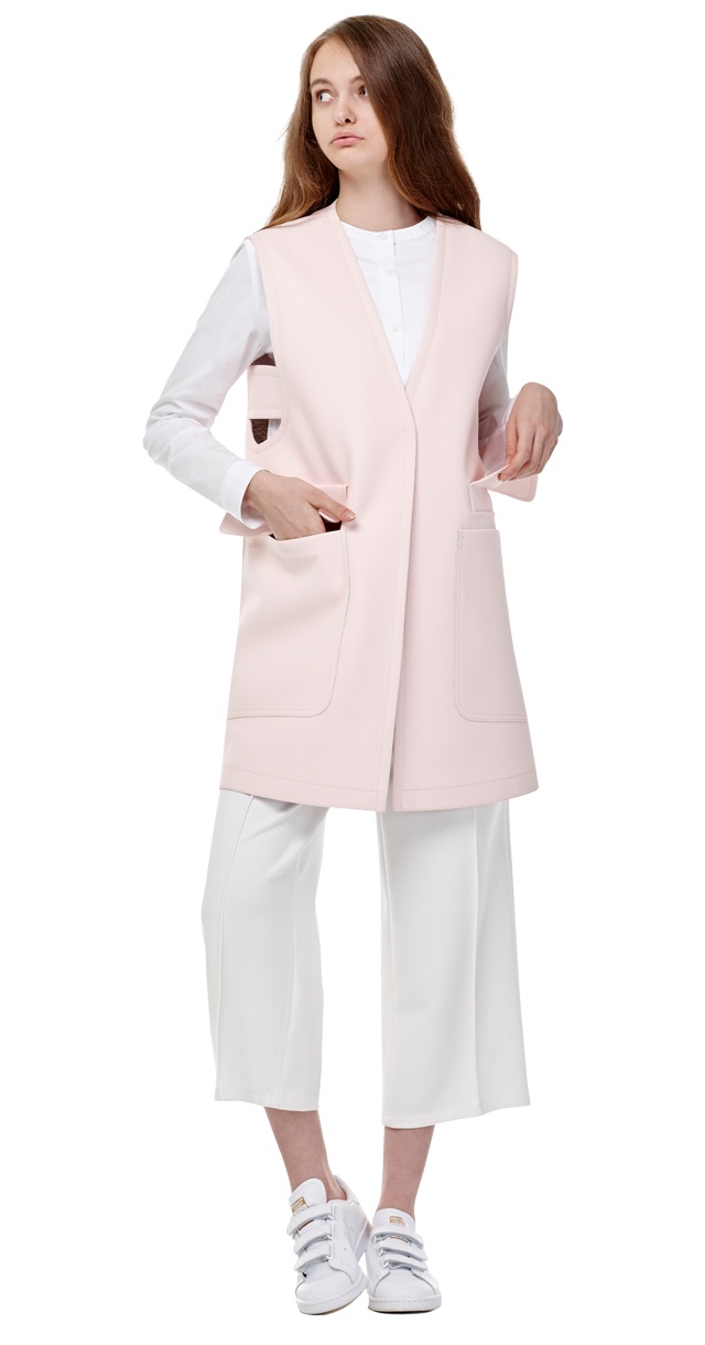 밀로그램(MILLOGREM) ample pocket long vest - pink