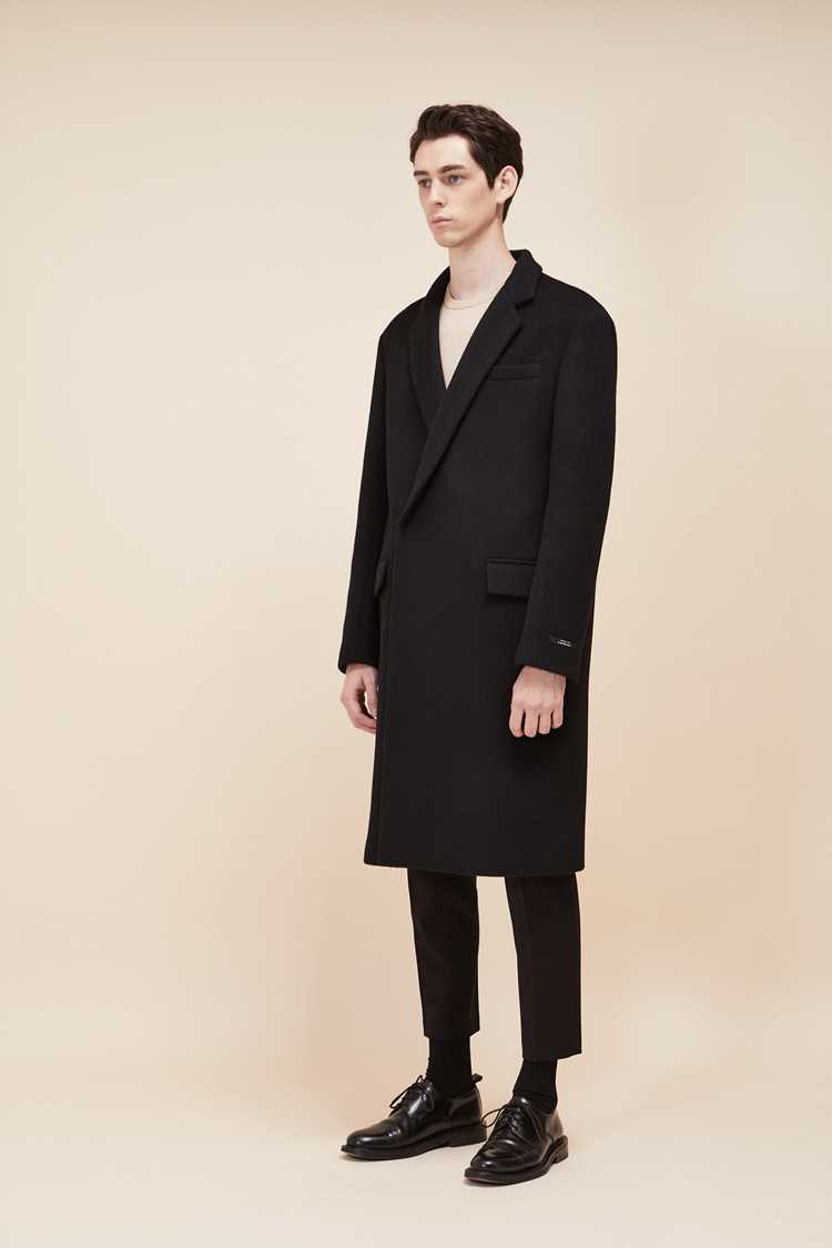 룩캐스트(LOOKAST) BLACK WOOL HIDDEN DOUBLE COAT(MAN)