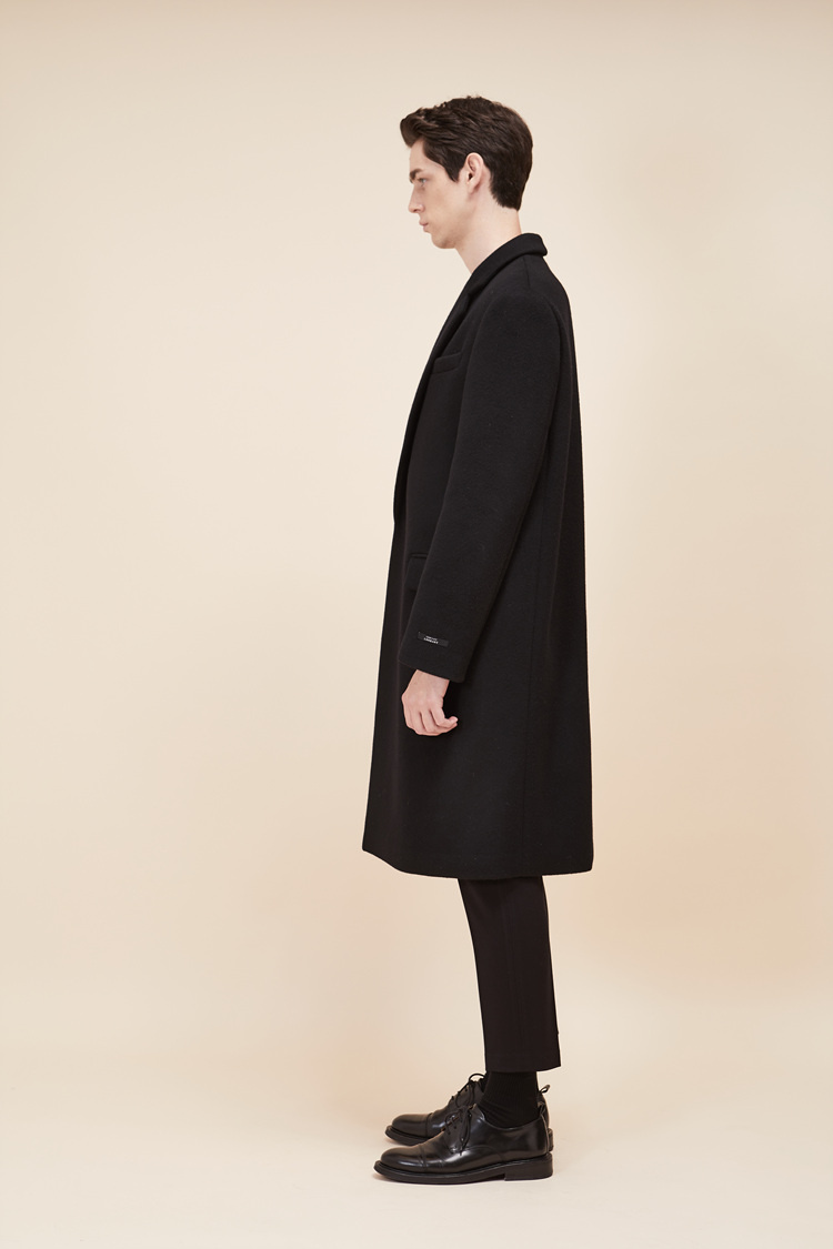 룩캐스트(LOOKAST) BLACK WOOL HIDDEN DOUBLE COAT(MAN)