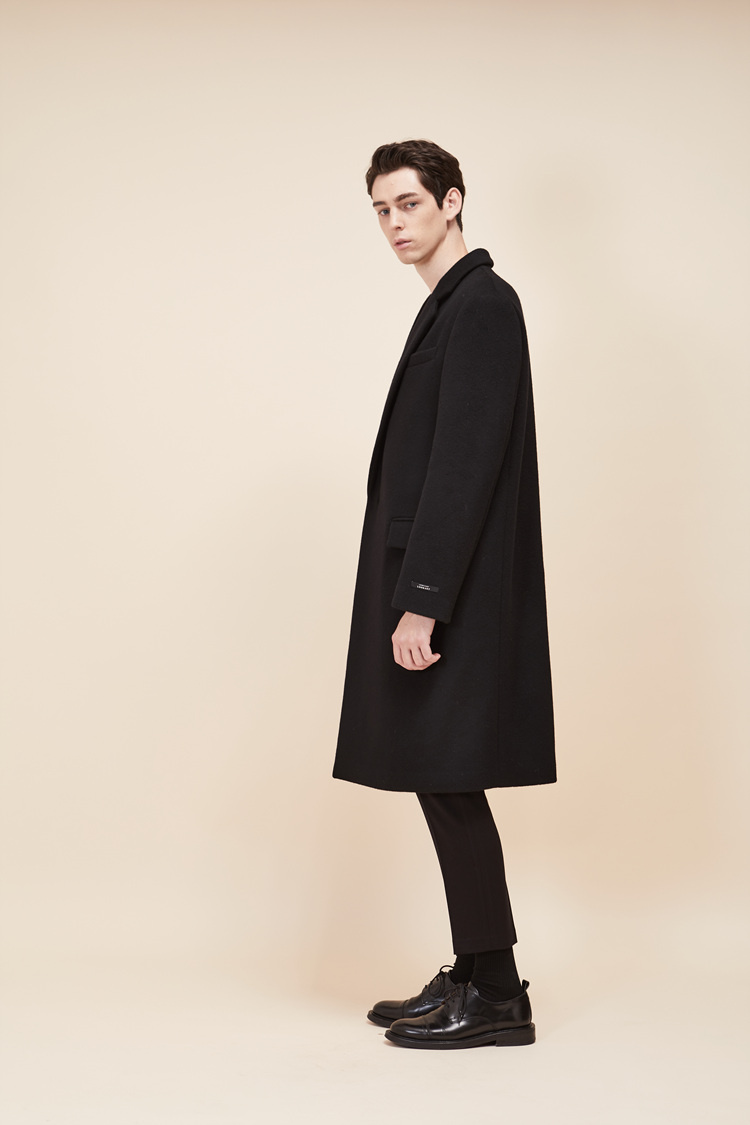 룩캐스트(LOOKAST) BLACK WOOL HIDDEN DOUBLE COAT(MAN)