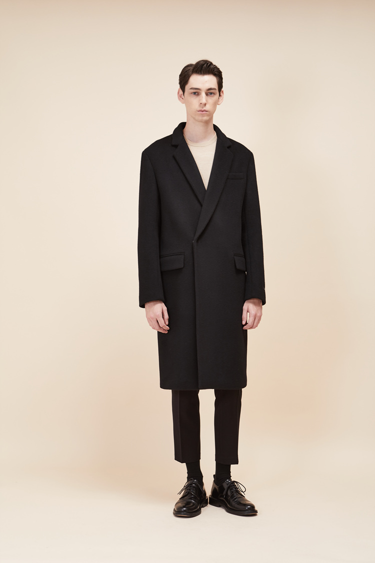 룩캐스트(LOOKAST) BLACK WOOL HIDDEN DOUBLE COAT(MAN)