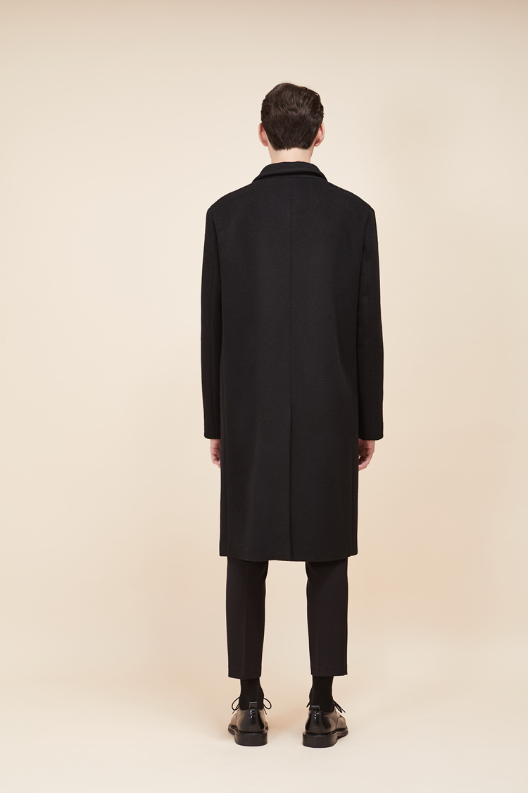 룩캐스트(LOOKAST) BLACK WOOL HIDDEN DOUBLE COAT(MAN)