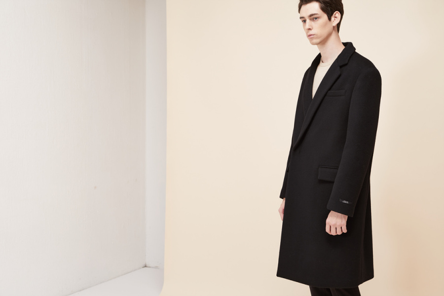 룩캐스트(LOOKAST) BLACK WOOL HIDDEN DOUBLE COAT(MAN)