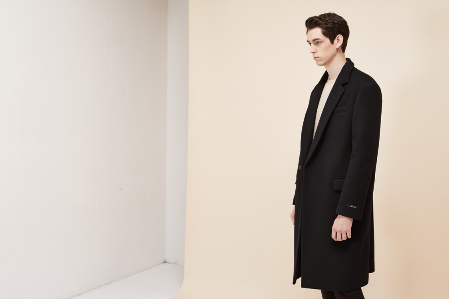 룩캐스트(LOOKAST) BLACK WOOL HIDDEN DOUBLE COAT(MAN)