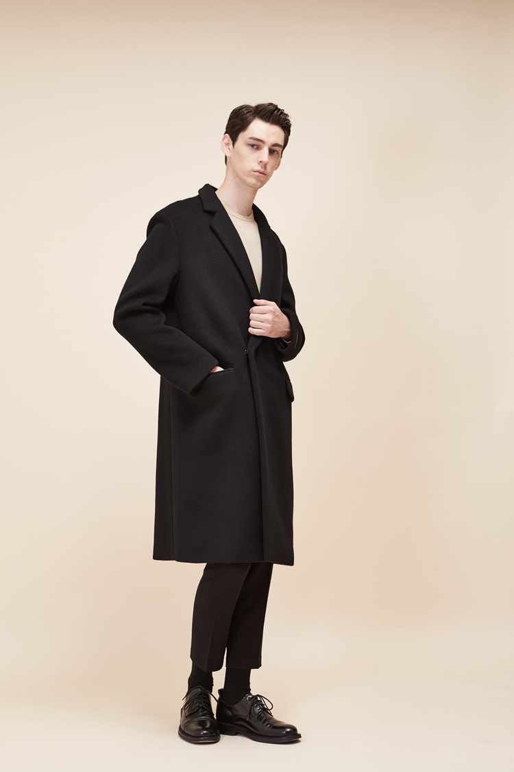룩캐스트(LOOKAST) BLACK WOOL HIDDEN DOUBLE COAT(MAN)