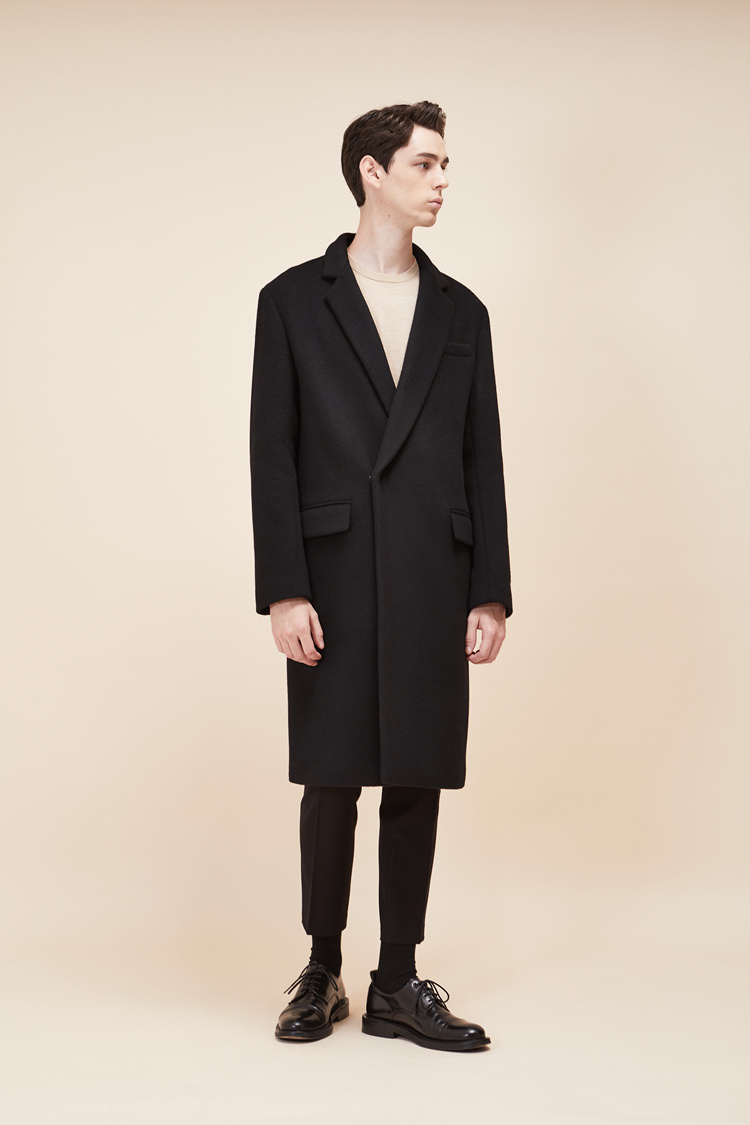 룩캐스트(LOOKAST) BLACK WOOL HIDDEN DOUBLE COAT(MAN)