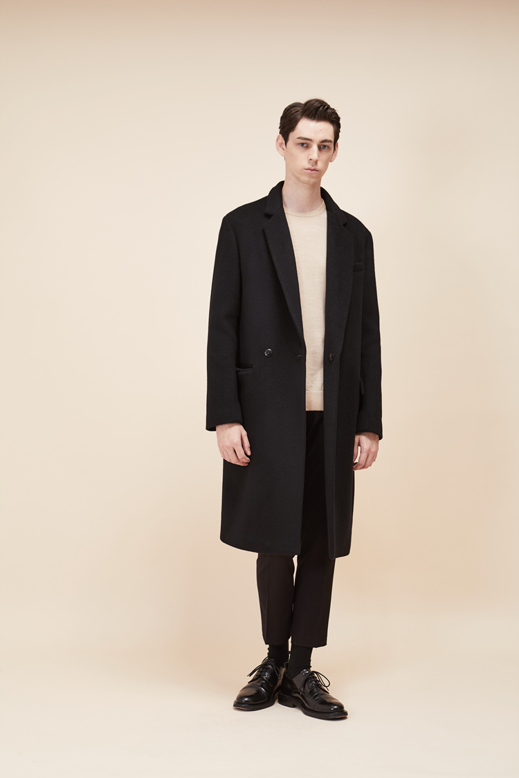 룩캐스트(LOOKAST) BLACK WOOL HIDDEN DOUBLE COAT(MAN)