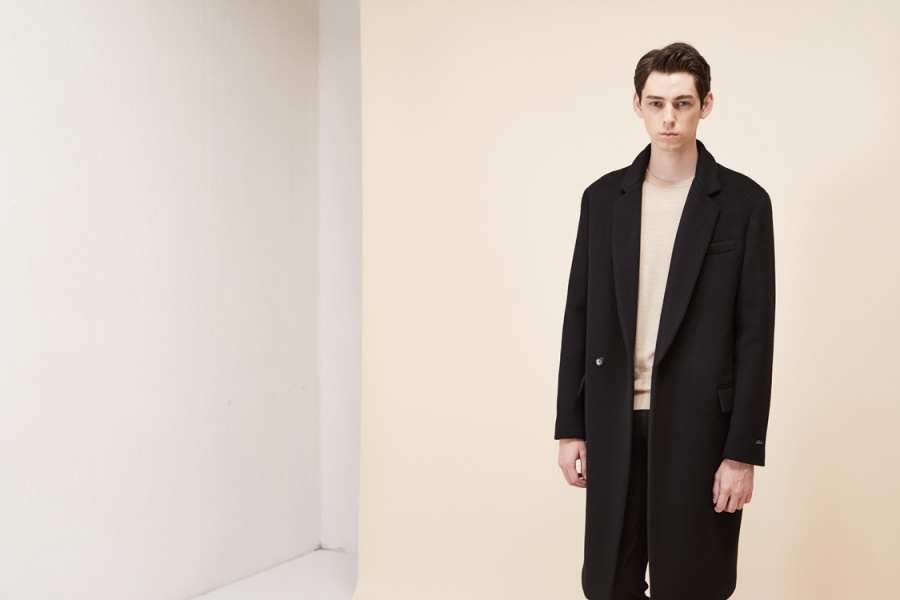 룩캐스트(LOOKAST) BLACK WOOL HIDDEN DOUBLE COAT(MAN)