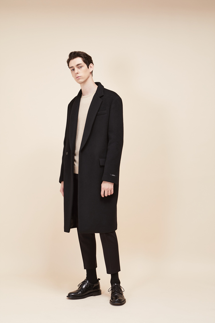 룩캐스트(LOOKAST) BLACK WOOL HIDDEN DOUBLE COAT(MAN)
