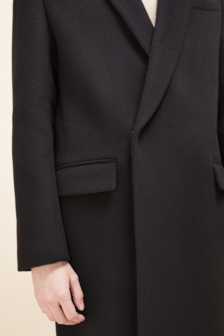 룩캐스트(LOOKAST) BLACK WOOL HIDDEN DOUBLE COAT(MAN)