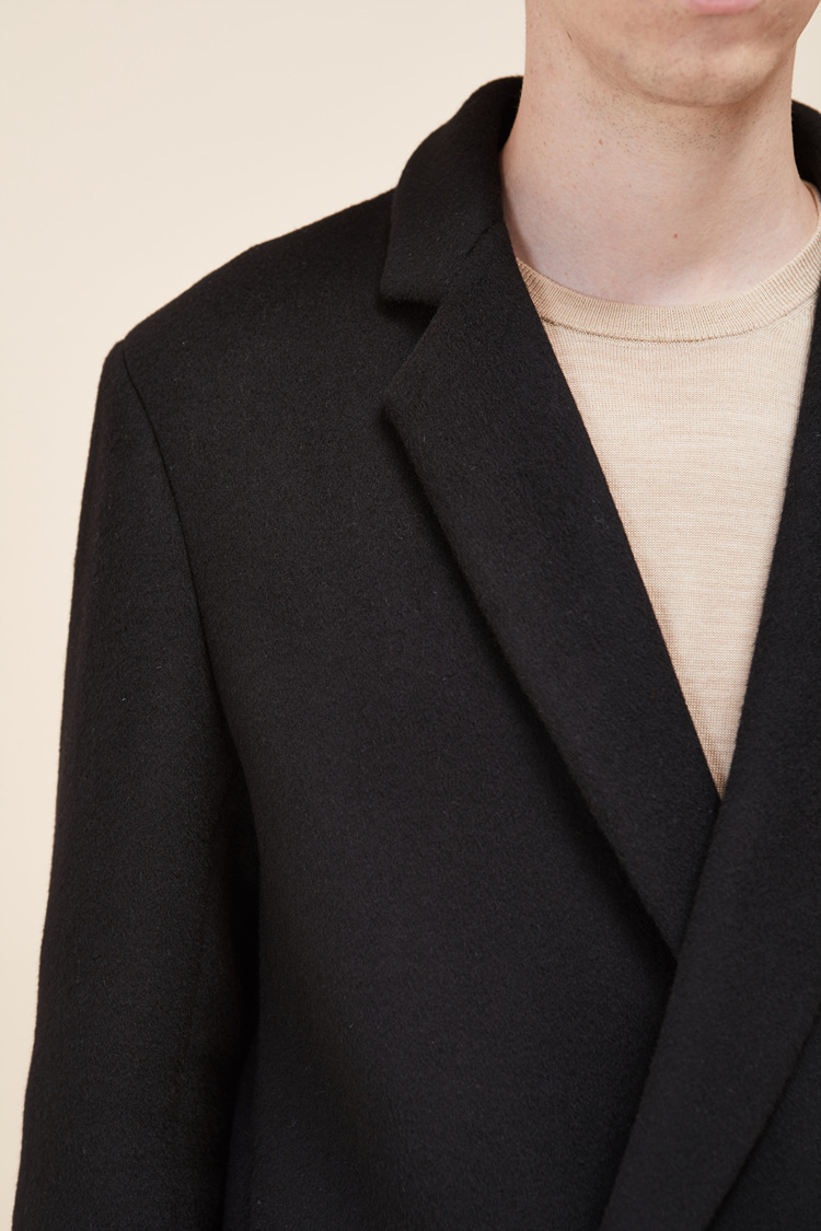 룩캐스트(LOOKAST) BLACK WOOL HIDDEN DOUBLE COAT(MAN)