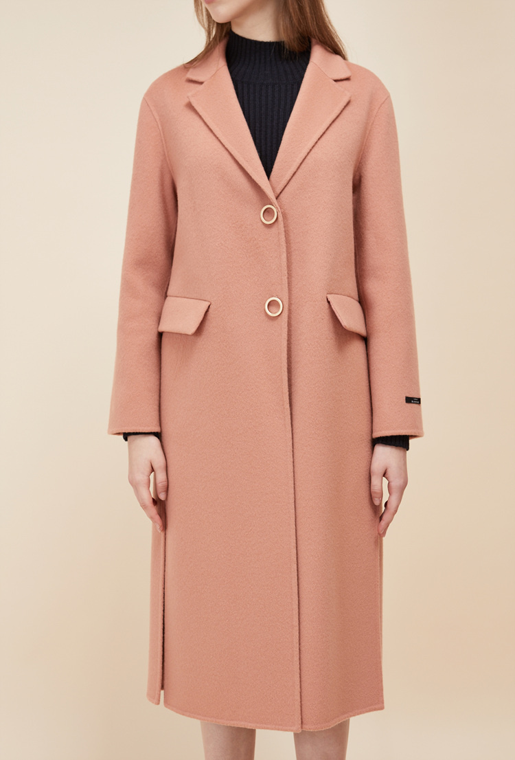룩캐스트(LOOKAST) PINK CASHMERE HANDMADE GOLD RING COAT
