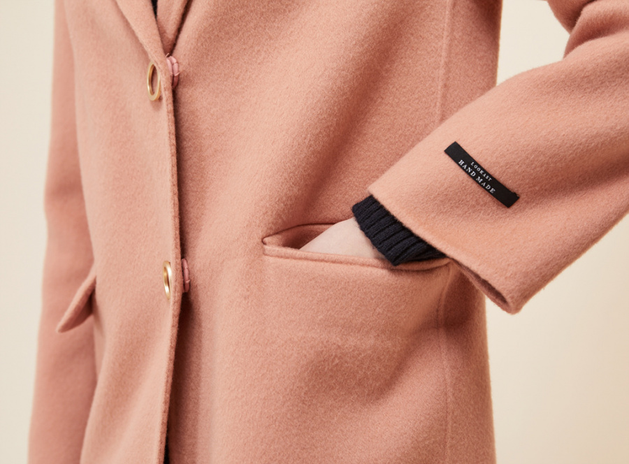 룩캐스트(LOOKAST) PINK CASHMERE HANDMADE GOLD RING COAT
