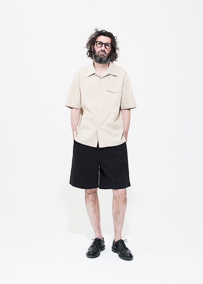 유니폼브릿지(UNIFORM BRIDGE) open collar shirts s/s black