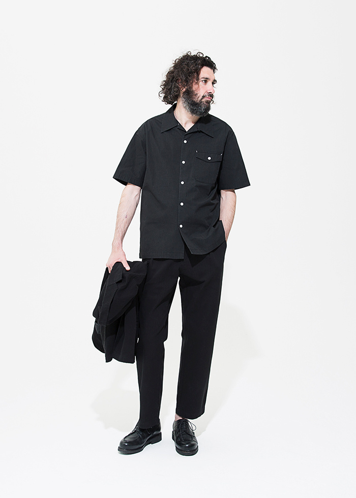 유니폼브릿지(UNIFORM BRIDGE) open collar shirts s/s black