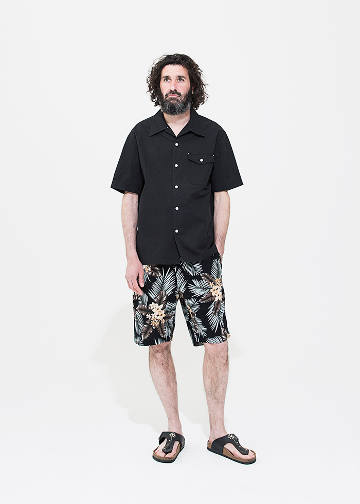 유니폼브릿지(UNIFORM BRIDGE) open collar shirts s/s black