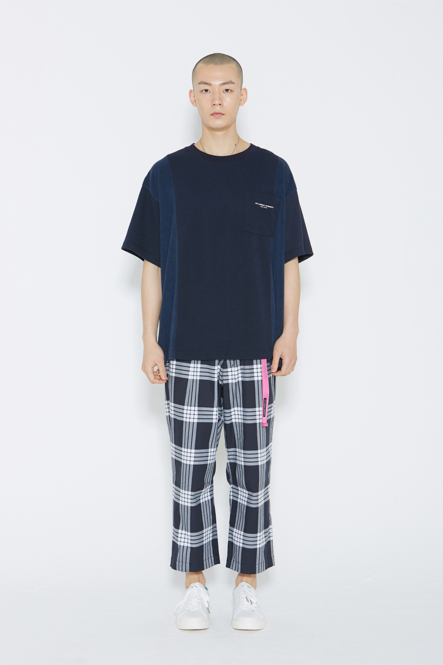 라이풀(LIFUL) MIXED TOWEL POCKET TEE navy