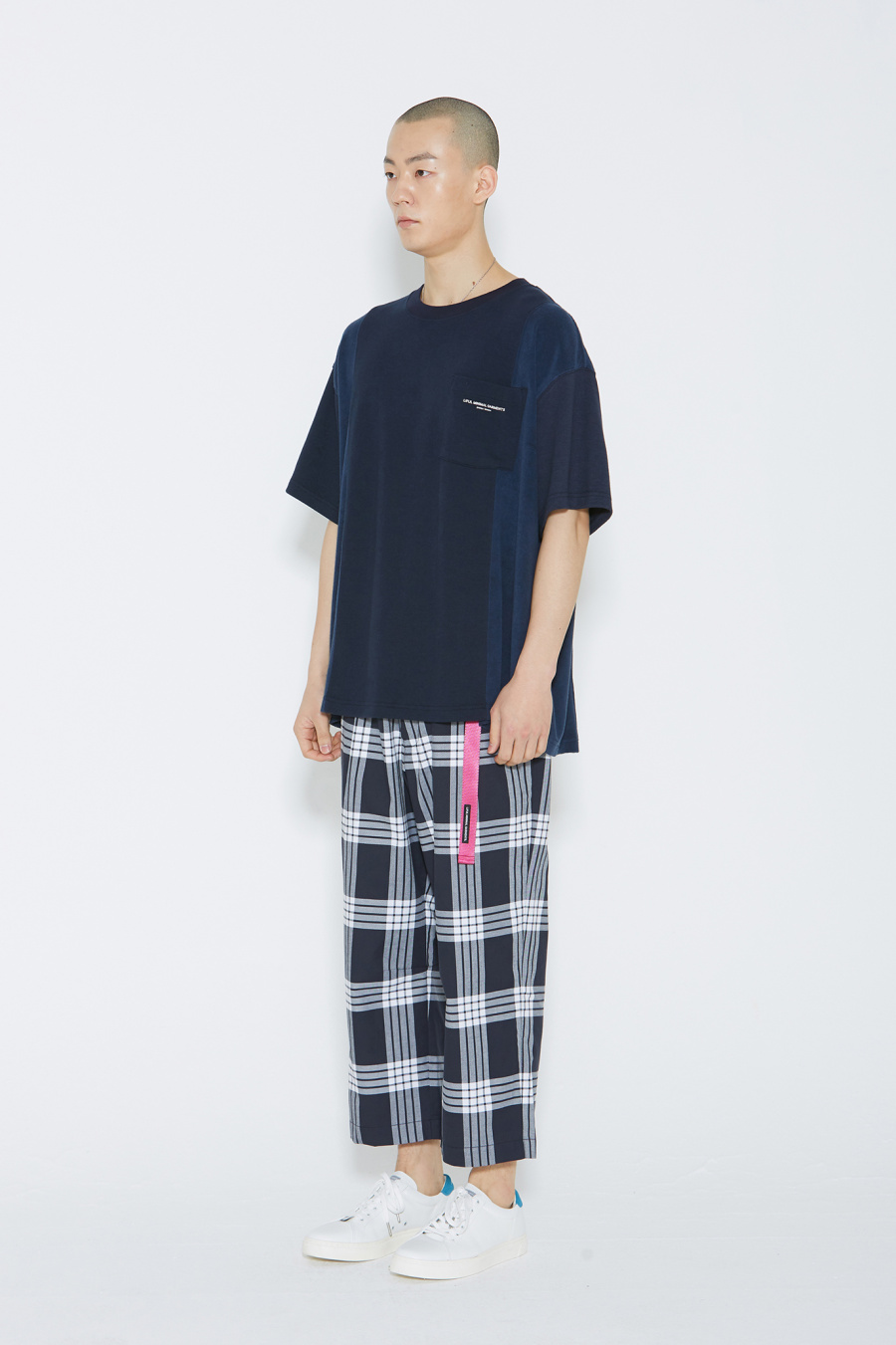 라이풀(LIFUL) MIXED TOWEL POCKET TEE navy