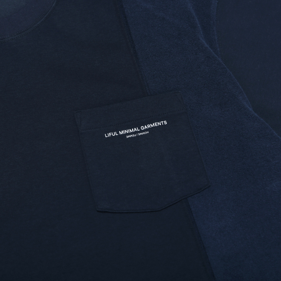 라이풀(LIFUL) MIXED TOWEL POCKET TEE navy
